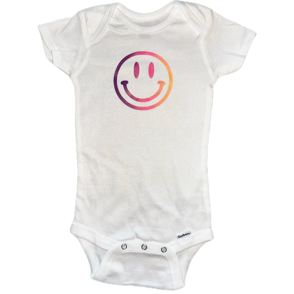 Gerber Baby Onesie White with Tie Dye Smiley Face